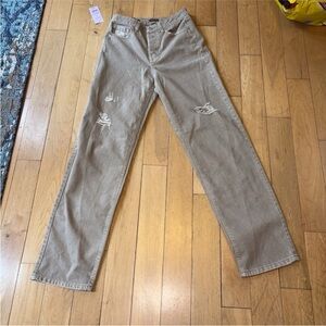 Wild Fable High Rise Tan Distressed Jeans